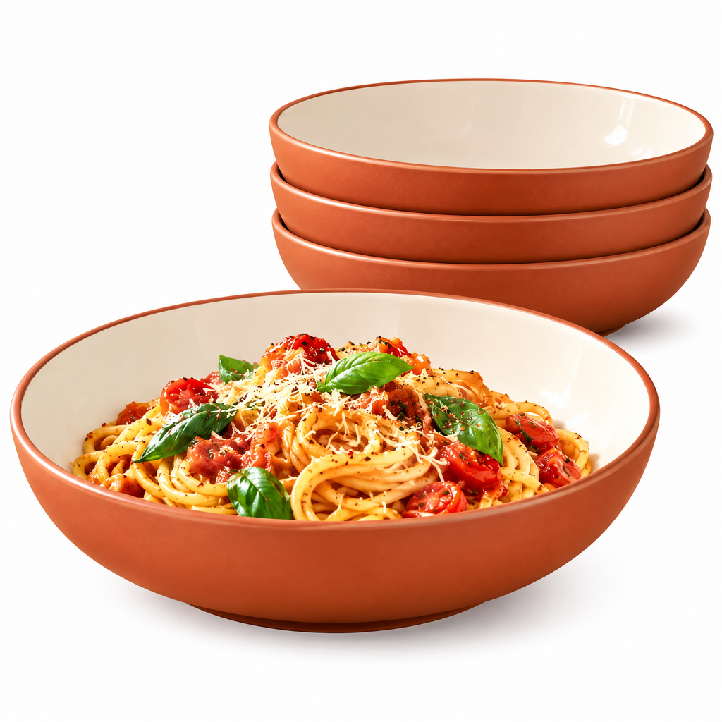 qyrvexul Terracotta & Ivory Pasta Bowls — product view