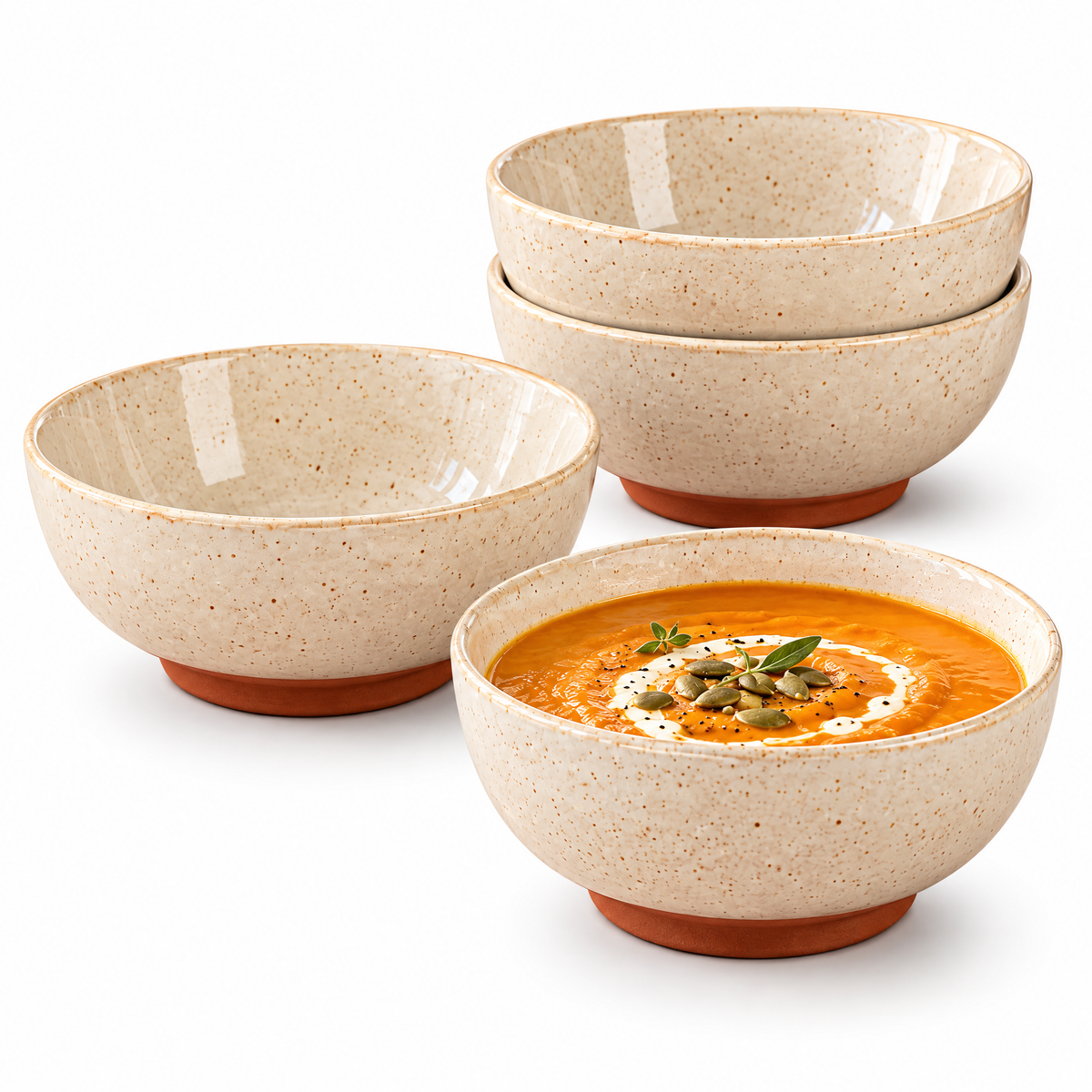 qyrvexul Speckled Ivory Bowls, Set of 4 — product view