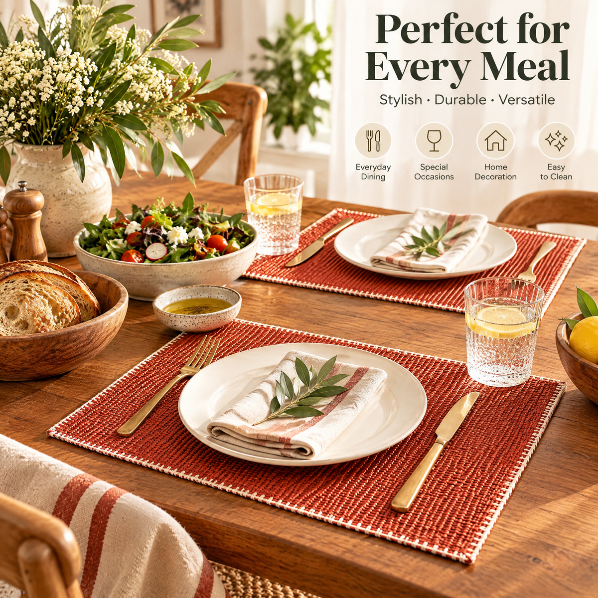 qyrvexul Terracotta Woven Placemats — lifestyle inspiration