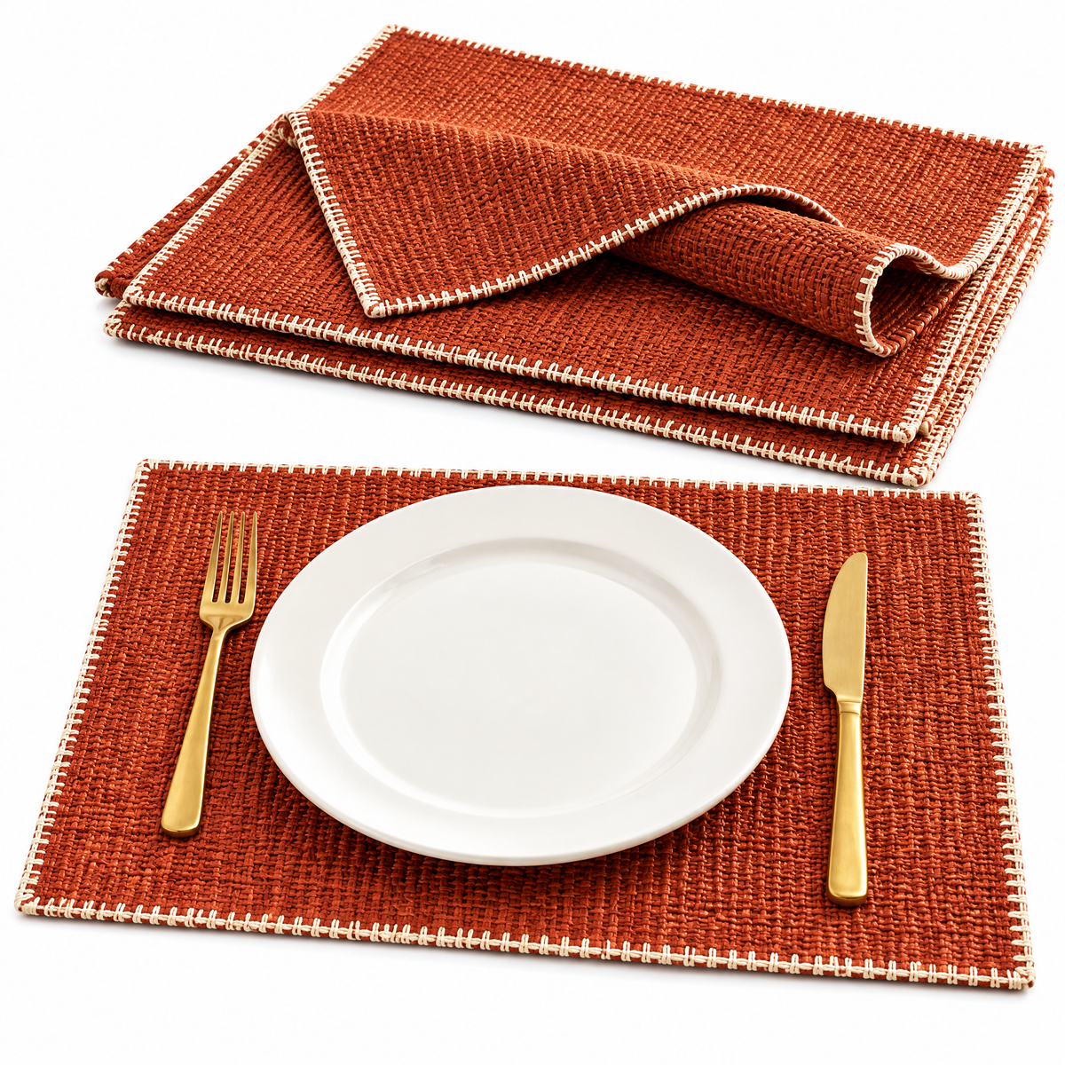 qyrvexul Terracotta Woven Placemats — product view