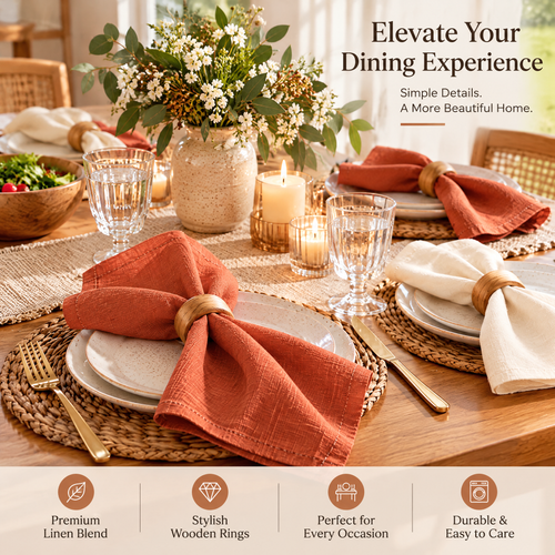 qyrvexul Ivory & Terracotta Cloth Napkins — lifestyle inspiration