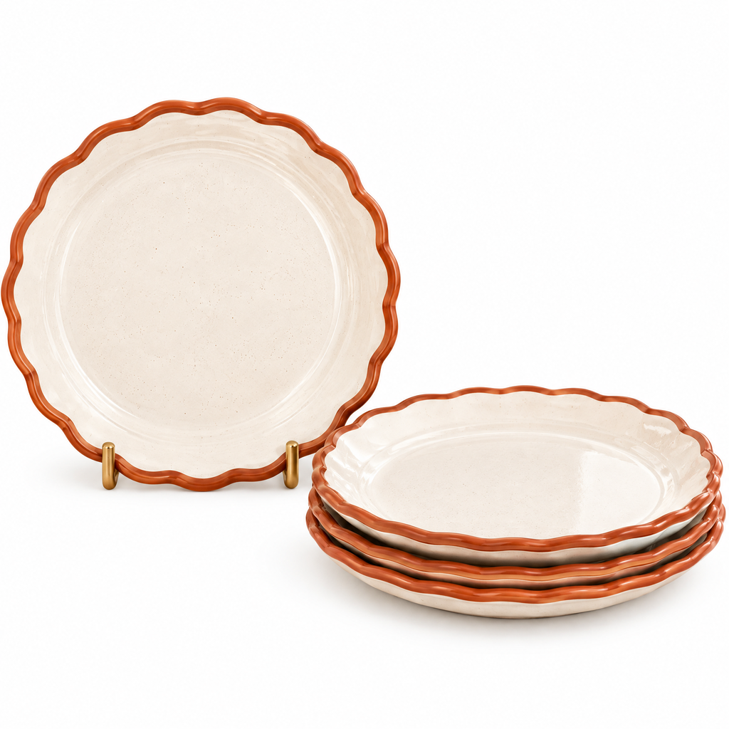 qyrvexul Ivory Scalloped Salad Plates — product view