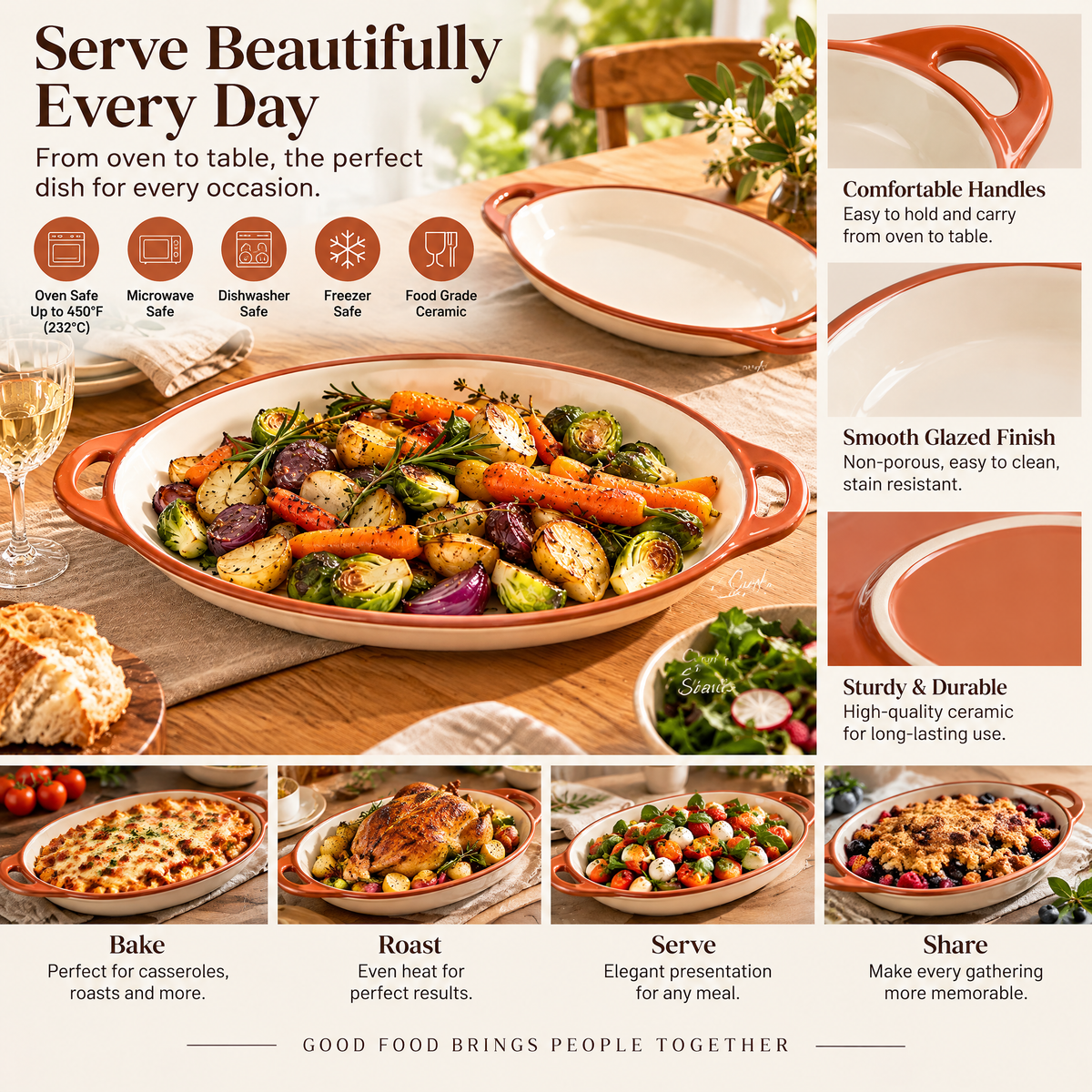 qyrvexul Ivory Oval Serving Platter with Handles — features and styling