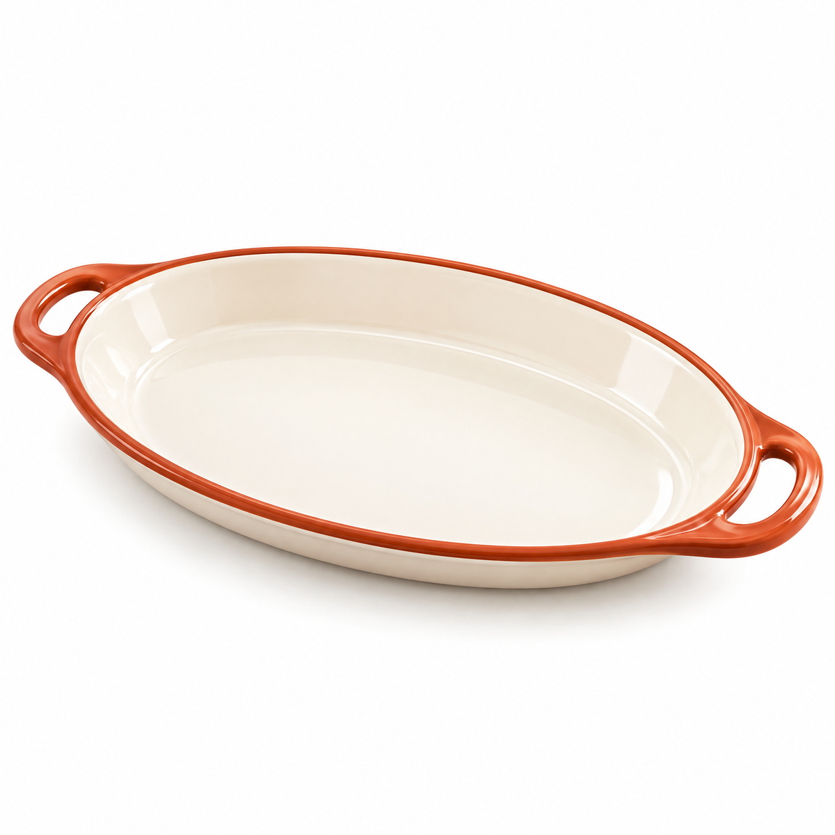 qyrvexul Ivory Oval Serving Platter with Handles — product view