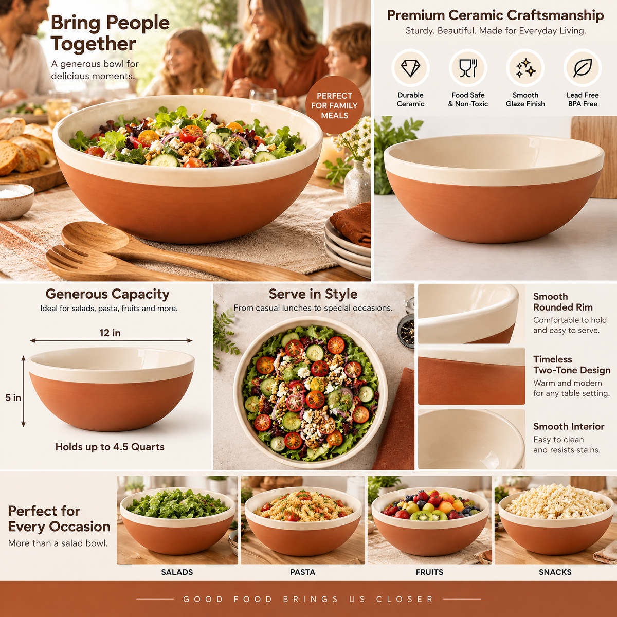 qyrvexul Two-Tone Salad Bowl with Wooden Servers — features and styling
